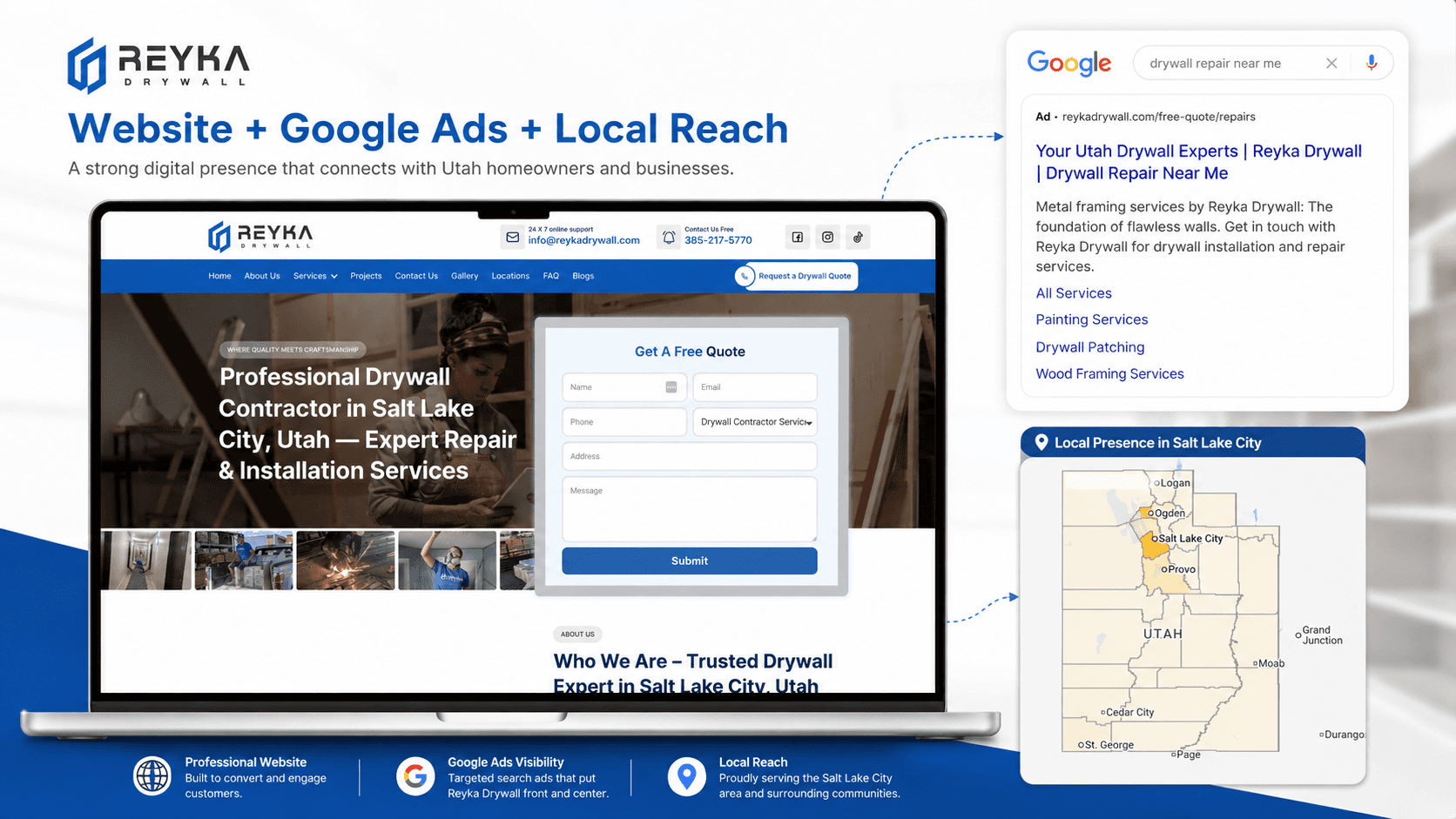 Reyka Drywall website project mockup